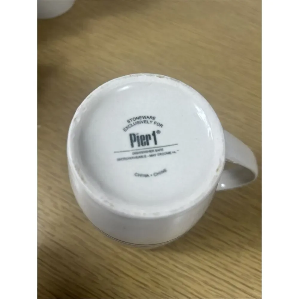 Pier 1 Coffee Mugs Horizontal Stripes Set of 4